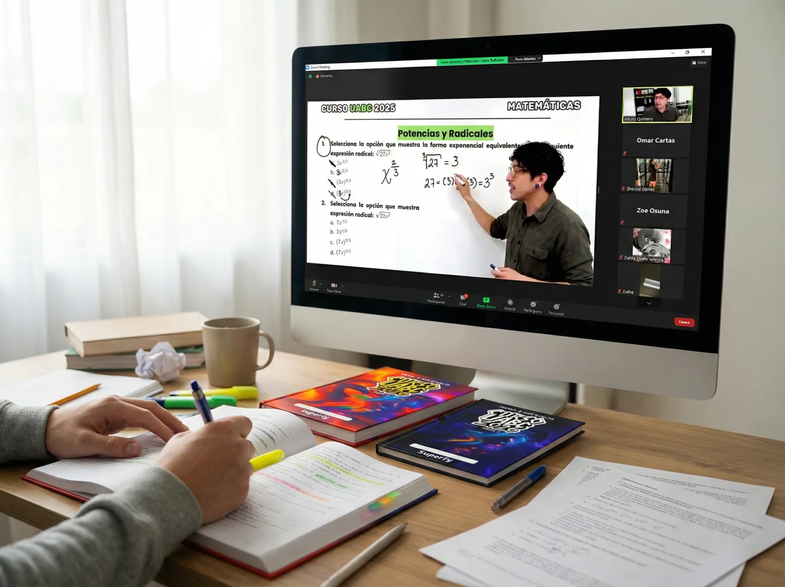 Estudiante tomando una clase en vivo del Curso UABC En Línea