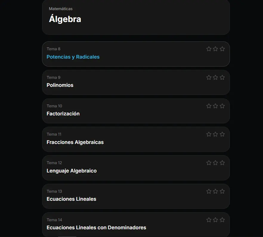 Menú de temas
