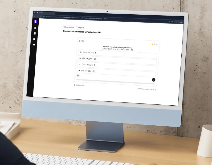 Plataforma en línea de Superfy con ejercicios interactivos para el examen PFLC